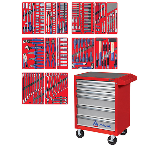 МАСТАК (52-06270R) Набор инструментов "ЛИДЕР" в красной тележке, 270 предметов