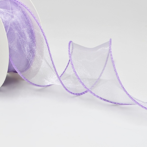 Лента 4см х 10м органза лавандовый 1 шт
