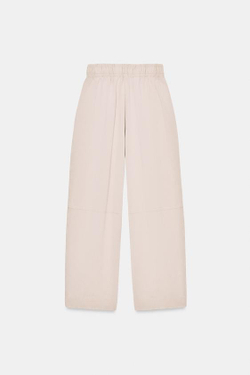 ZARA БРЮКИ WIDE-LEG ИЗ ПЛОТНОГО ХЛОПКА, СВЕТЛЫЙ СЕРО-КОРИЧНЕВЫЙ