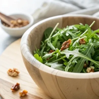 Салат с рукколой, кедровыми орешками и креветками