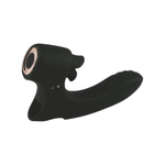 Черный вибромассажёр с клиторальной стимуляцией - 13,2 см. (Цвет: черный)