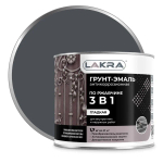 ЛАКРА Грунт-эмаль 3 в 1 по ржавчине гладкая Графит RAL 7024 1,7кг (LAKRA)