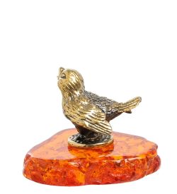 AM-1587 Фигурка «Чижик» (латунь, янтарь)