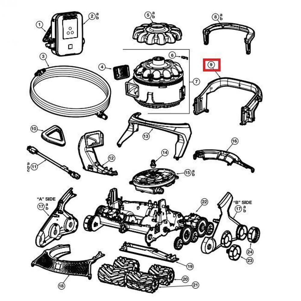 Корпус задней ручки пылесоса Hayward AquaVac 600/650 (RCX36131519237)