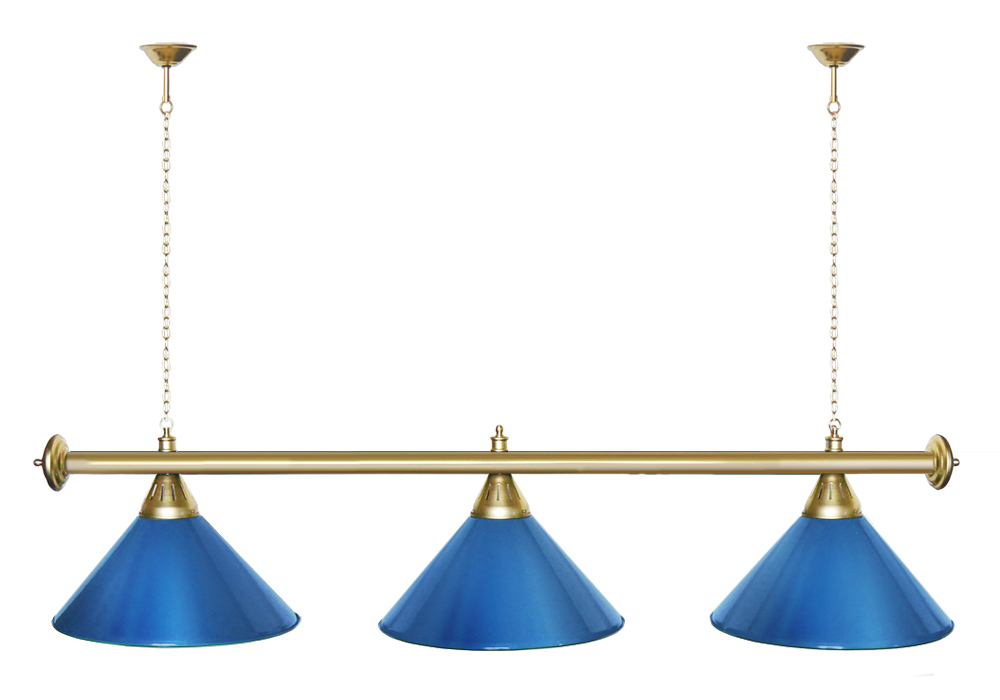 Лампа STARTBILLIARDS 3 пл. (плафоны зеленые,штанга зеленая,фурнитура золото)