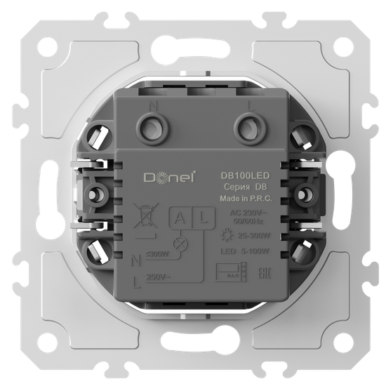 Светорегулятор поворотный Triac,  LED 100 Вт (акт.нагрузка-макс. 300Вт),  серия DB