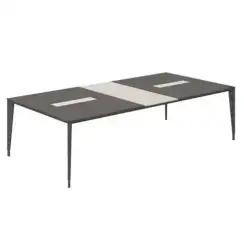 NZ-0109.YN.GS.AL / Стол конференц домино вдоль 2200х1050х725 ясень наварра, мк алюминий / цвет: ясень наварра, центр серый камень, каркас алюминий