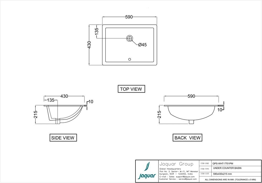 Раковина из белой керамики QPS-WHT-7701PM
