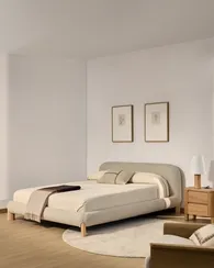 Кровать Odina 180x200 см, съемный чехол из букле цвета экрю