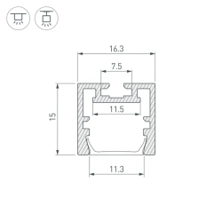 Профиль PDS-ZM-PLUS-2000 ANOD (Arlight, Алюминий) 035020