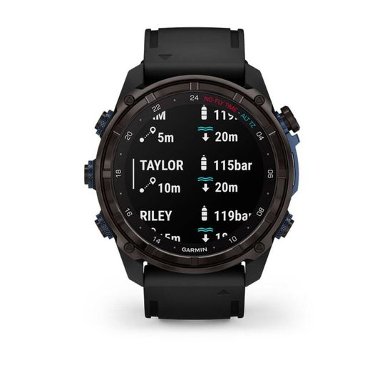 Умные часы Garmin Descent MK3i - 43 мм Титан Carbon Grey DLC с черным силиконовым ремешком