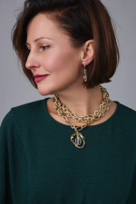 Серьги с каплевидным горным хрусталем на замке левербек, оттенок золото