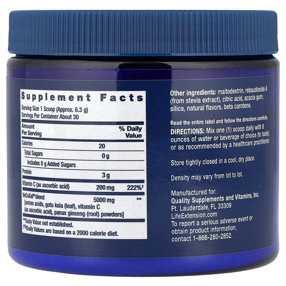 Life Extension, Vegan Pro Collagen, натуральный апельсин, 189 г (6,667 унции)