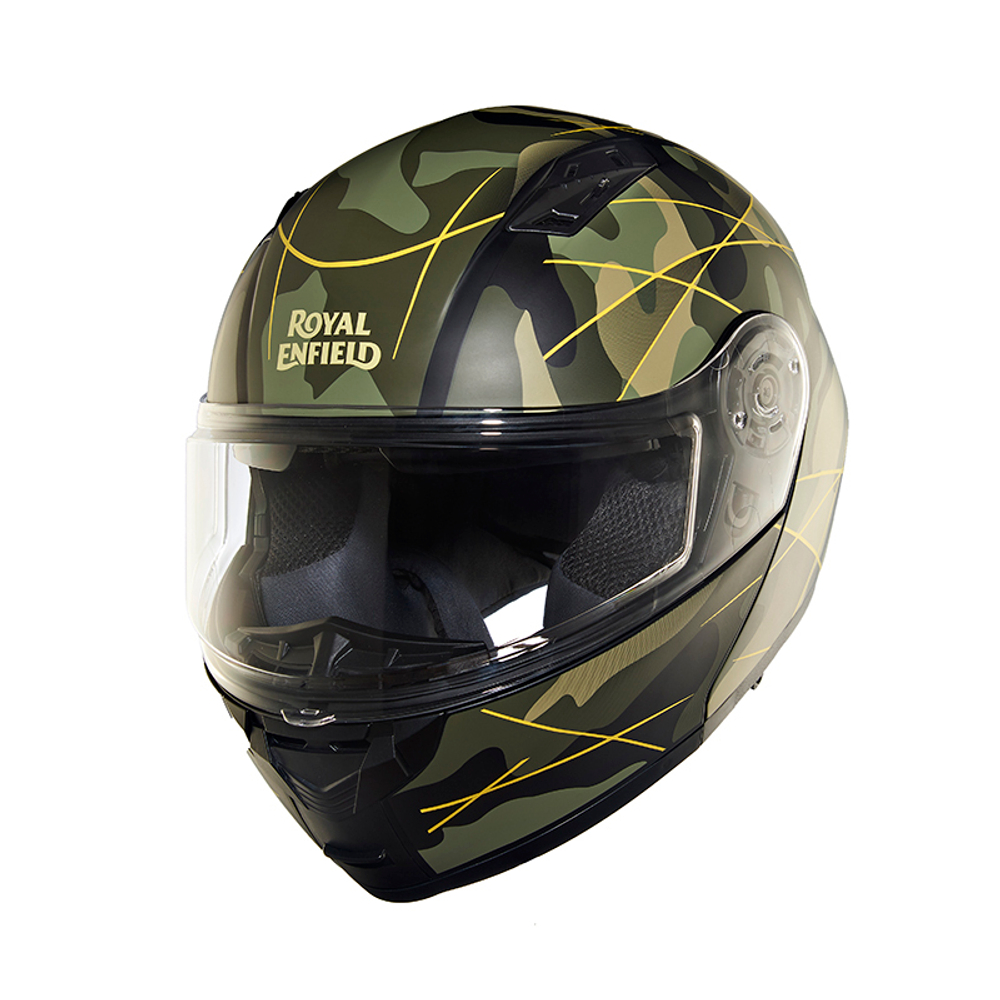 Шлем интеграл Royal Enfield, цвет - камуфляж-оливковый матовый, размер - L (600 мм), арт. RRGHEP000588 (HESS22015MATT BLACK & OLIVE)