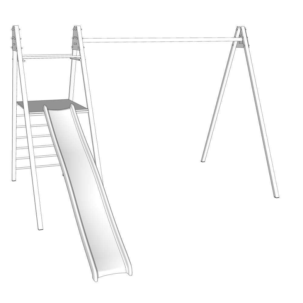 Монтаж уличных качелей Sv Sport с горкой