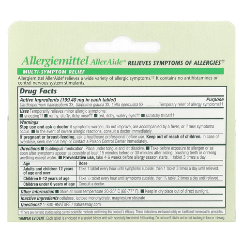 Boericke & Tafel, Allergiemittel AllerAide®, средство от аллергии, 40 таблеток
