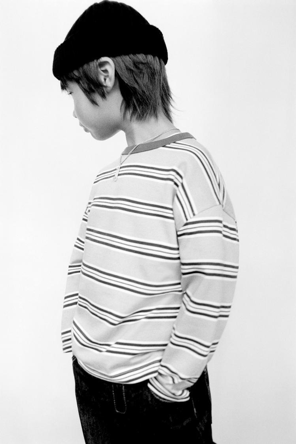 ZARA ФУТБОЛКА ИЗ ПЛОТНОЙ ТКАНИ В ПОЛОСКУ, РОЗОВЫЙ