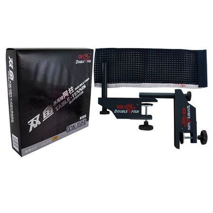 Сетка для наст. тенниса DOUBLE FISH XW-924C, в компл. с мет. стойками, измерит. высоты, черная