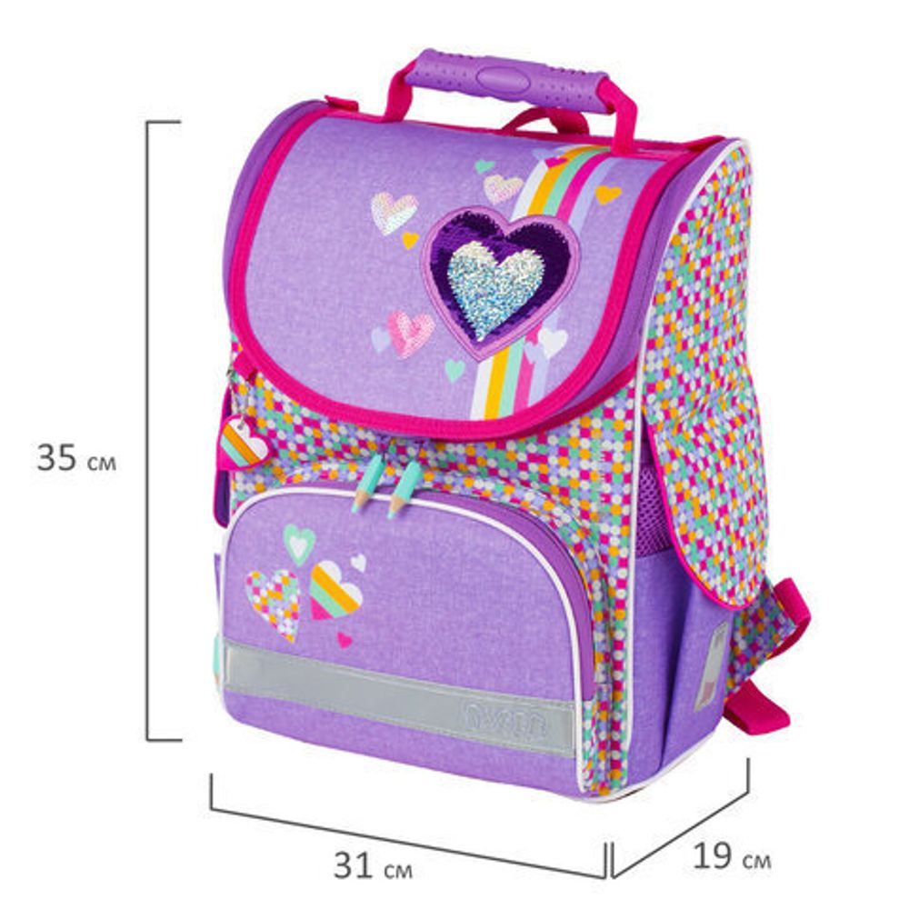 Ранец TIGER FAMILY, для начальной школы, Nature Quest, девочка, "Pink Amour", 35х31х19 см, 227865, TGNQ-041A