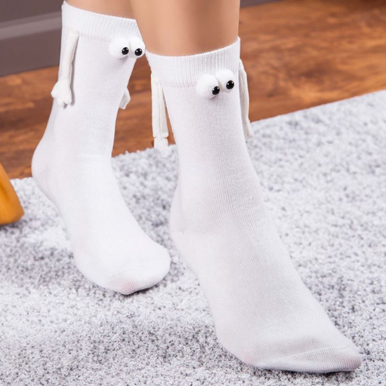 Носки парные с магнитом Большие глазки белый