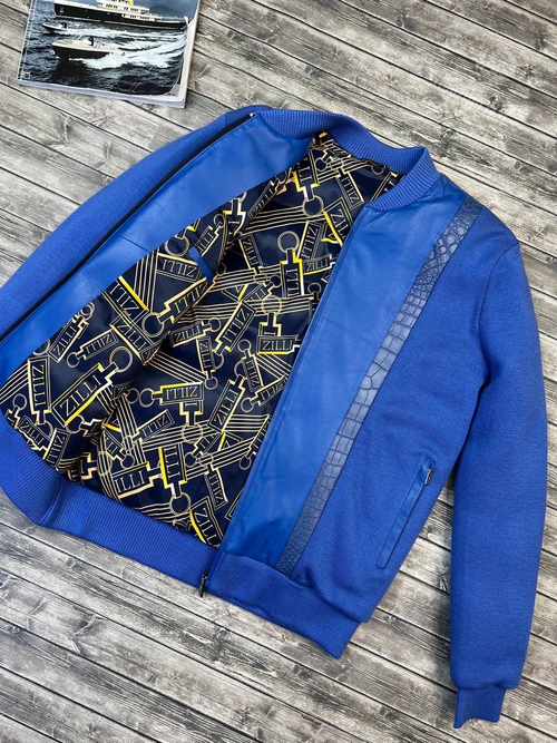 Кожаный бомбер Zilli со вставками кожи крокодила