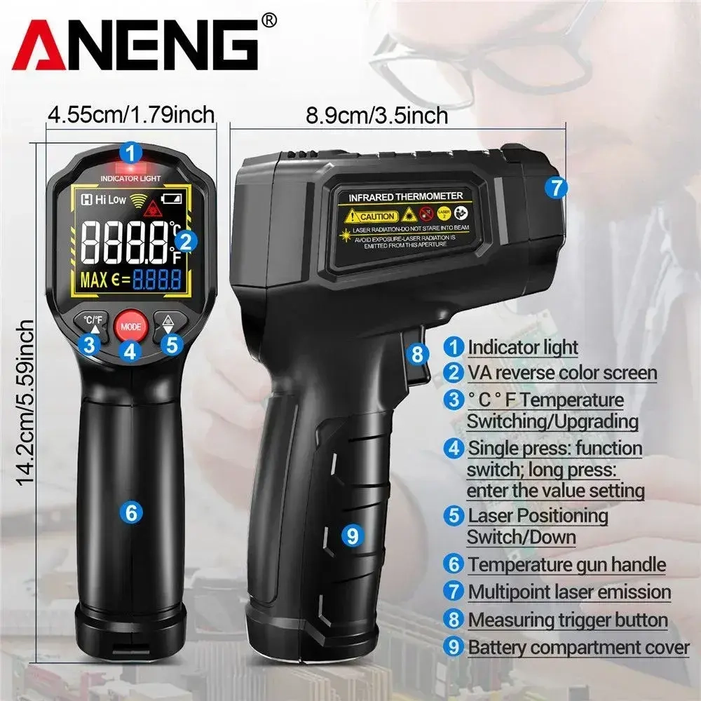 Пирометр (бесконтактный термометр) ANENG TH203