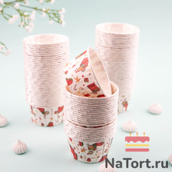 Формы бумажные с ламинацией «Маффин» 50х40 мм (Рождественские подарки) 100 шт