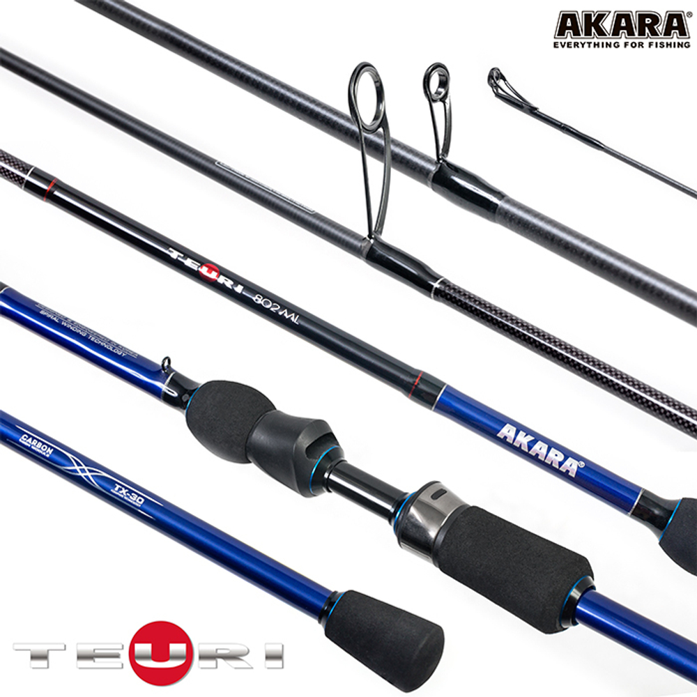 Спиннинг штекерный угольный 2 колена Akara Teuri MLS662 TX-30 (5,5-17,5) 1,98 м