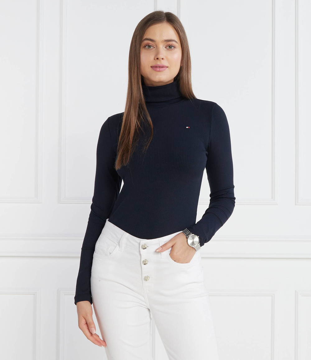 Гольф 5X2 RIB ROLL-NK LS Tommy Hilfiger - темно-синий(WW0WW39826)
