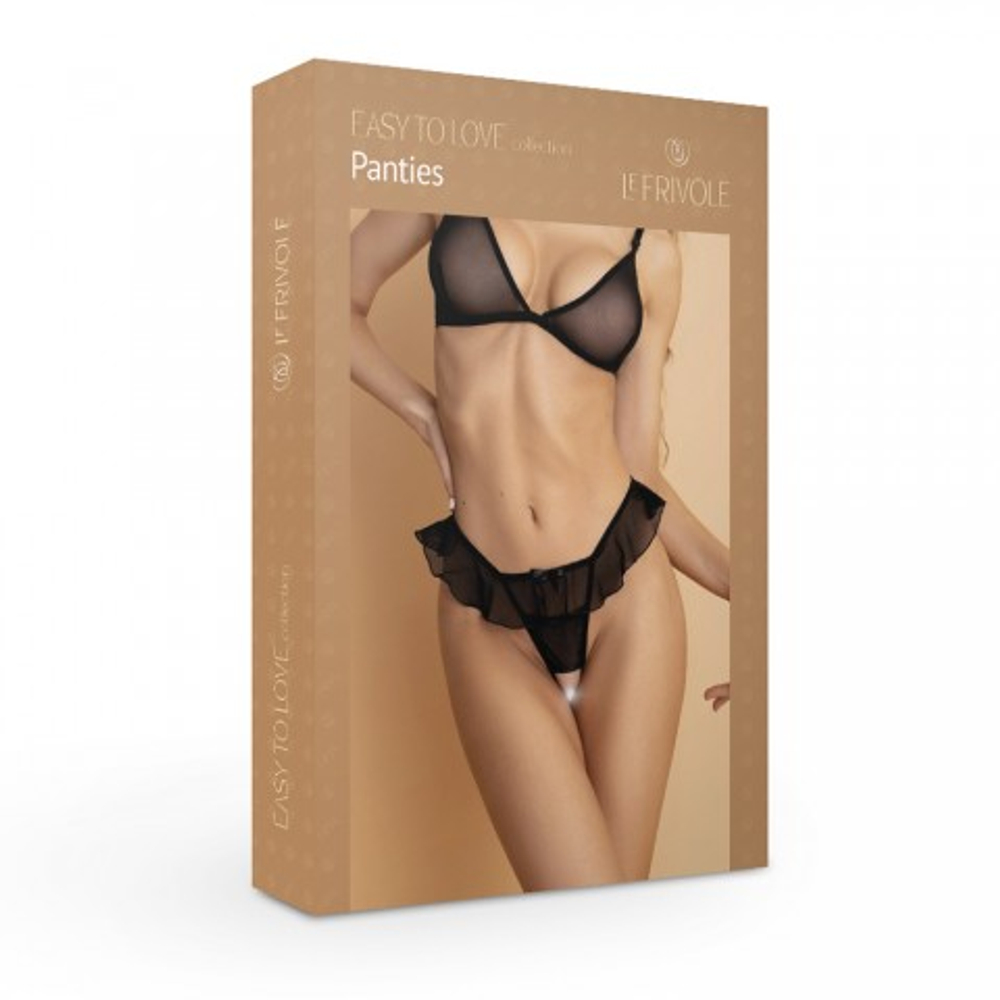 Утонченные черные трусики с доступом и нежной юбочкой Easy to Love (2XL/3XL, 50-52)