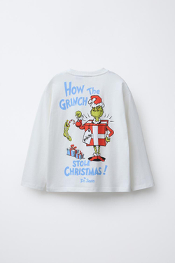 ZARA ФУТБОЛКА С ПРИНТОМ THE GRINCH ™ DR. SEUSS ENTERPRISES ©, БЕЛЫЙ