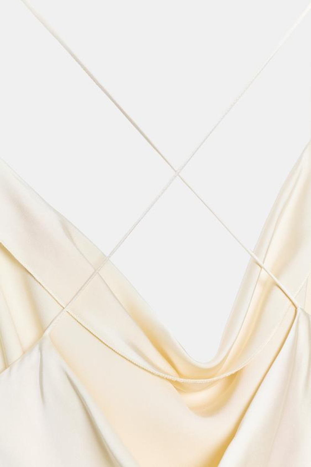 ZARA АТЛАСНОЕ ПЛАНЬЕ-КОМБИНАЦИЯ ZW COLLECTION, ЦВЕТ СЛОНОВОЙ КОСТИ