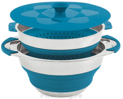Кастрюля с дуршлагом Outwell Collaps Pot w/colander & lid 4.5L Blue [650207]