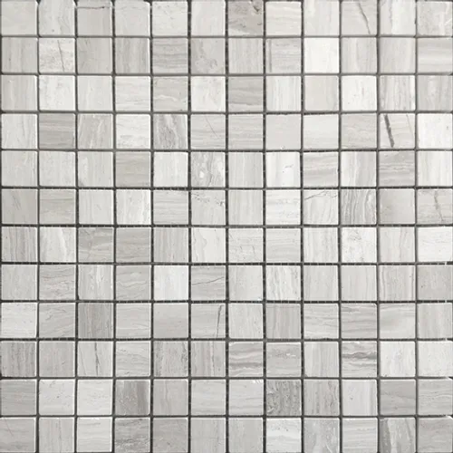 Мозаика из натурального камня Travertino Silver POL 23x23x7 Pietrine 7 mm серый