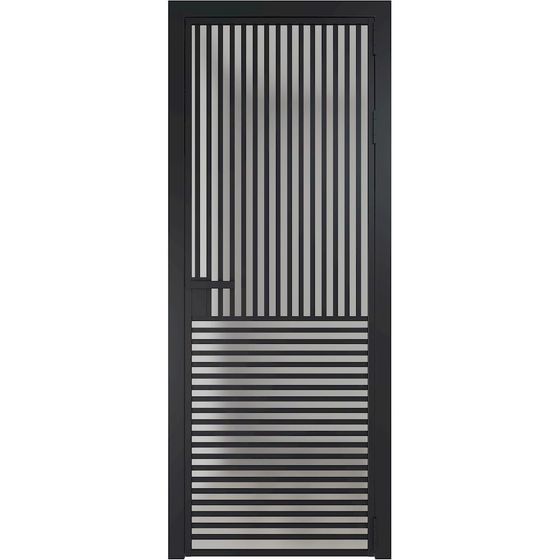 Алюминиевая дверь 17AG чёрная матовая RAL9005 стекло матовое