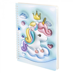 Блокнот 14,5 см * 20,5 см , гребень, Alingar, ламинация, конгрев, эффект 3D, 60 л., клетка, "Милый единорожка", бирюзовый