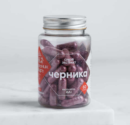 Черника экстракт, 60 капсул, 21,4 г