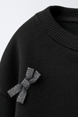 ZARA ТОЛСТОВКА С БАНТАМИ И БЛЕСТКАМИ, ЧЕРНЫЙ