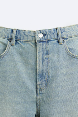 ZARA БАЗОВЫЕ ДЖИНСОВЫЕ ШОРТЫ, ВЫЦВЕТШИЙ СИНИЙ