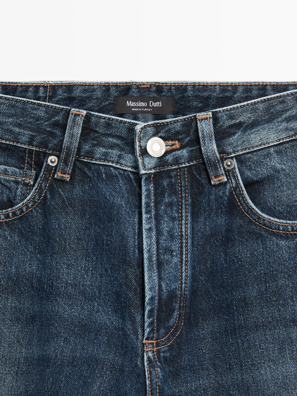 Massimo Dutti Джинсы со средней посадкой и широкими штанинами, средне-синий