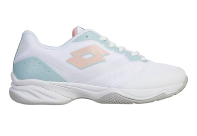 Женские теннисные кроссовки Lotto Mirage 400 ALR - all white/peach melba/surf spray green - White