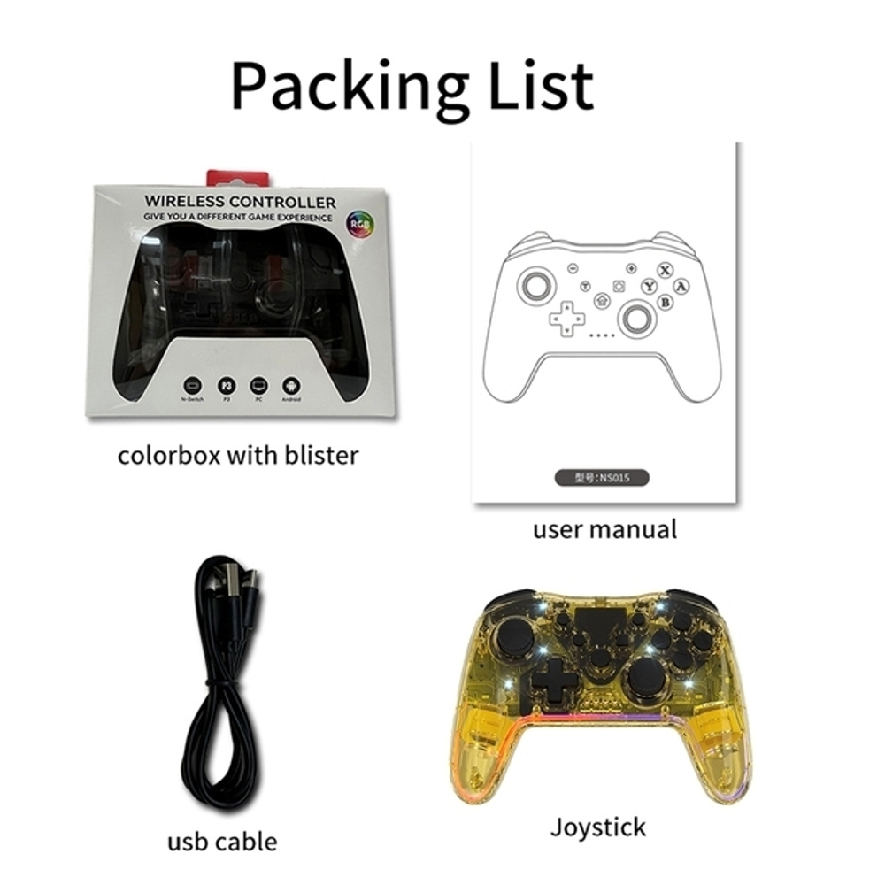 Беспроводной джойстик, прозрачный геймпад контроллер "N-Switch, Give You a Different Game Experience" Wireless Controller