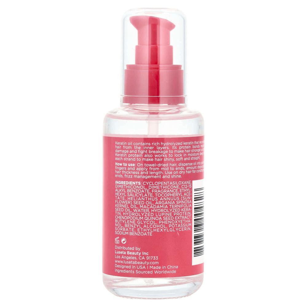 Luseta Beauty, Keratin Oil, легкая разглаживающая сыворотка для восстановления волос, 100 мл (3,38 жидк. унции)