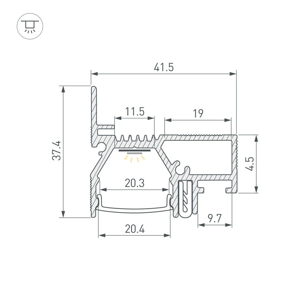 Профиль STRETCH-20-WALL-D-SIDE-2000 WHITE (Arlight, Алюминий) 042945