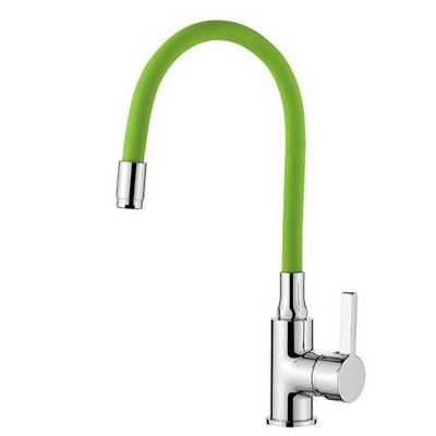 смеситель кухня  LEDEME гибкий шланг зелёный L4898-5