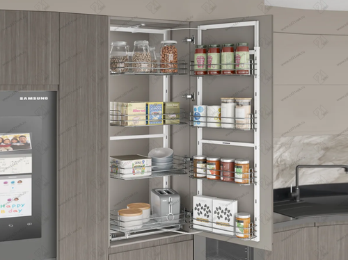 S-1227-C Выдвижная колонна для кухни в базу 450 мм, Starax, 6-ти ярусная, (380х510х1700-1850 мм)