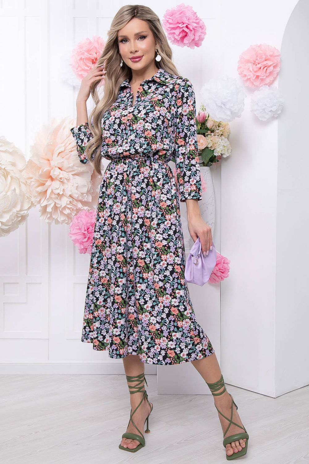 Платье "Городской романс" (блэк/васильки) П5787 LT Collection