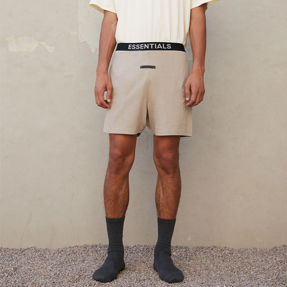 Шорты Fear of God Essentials FW21 Lounge Short Tan Logo, FOG-FW21-049