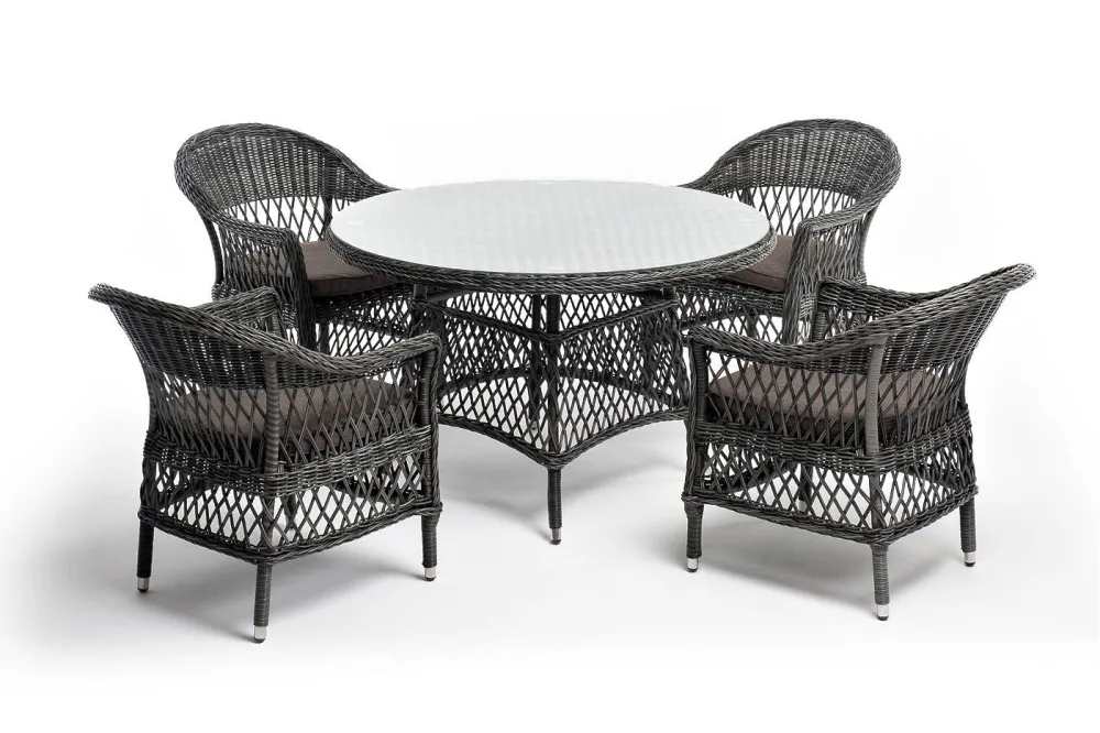 "Дольче" обеденная группа из искусственного ротанга, цвет графит