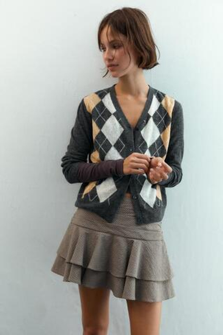 ZARA ЮБКА-ШОРТЫ С ВОЛАНАМИ, РЫЖЕВАТО-КОРИЧНЕВЫЙ